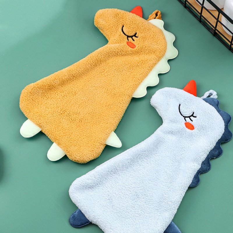 Double Layer Hand Towel Household Hanging Absorbent Cute Cartoon Towel Toilet Children Coral Fleece Hand Cloth Wholesale