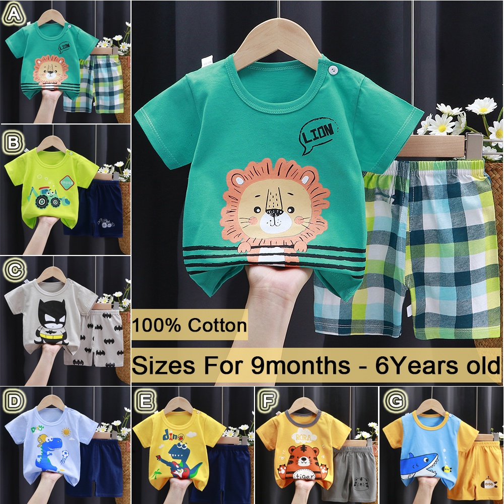 2023 Summer Baby Boy T Shirt Sleeve Short Set Boys Girls Kids Baju Tidur Budak Short Tops