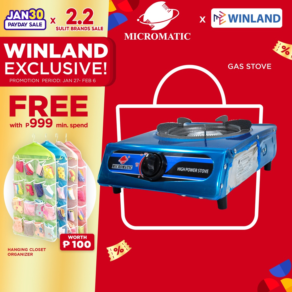MICROMATIC by Winland Single Burner Gas Stove with Regulator MGS212