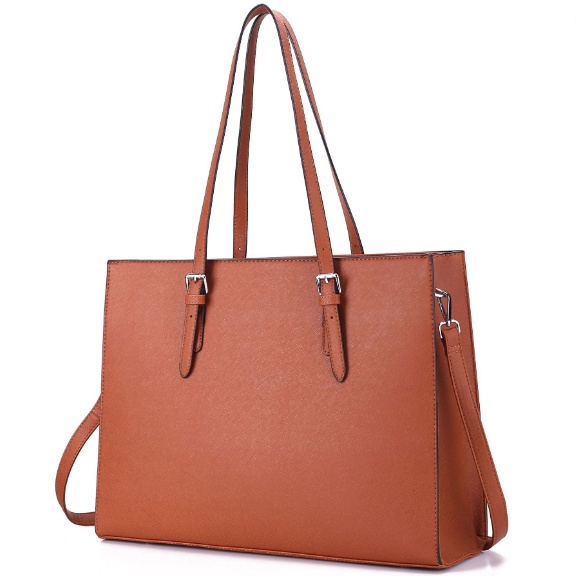 Leather Laptop Bag15.6 Inch Shoulder Bag Fashion Messenger Bag Crossbody bag Business Black Tote