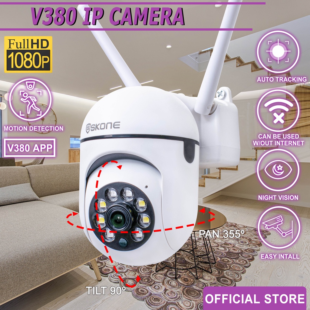V380 IP Camera CCTV PTZ WiFi Wireless 1080p Q21S HD Night Vision LED