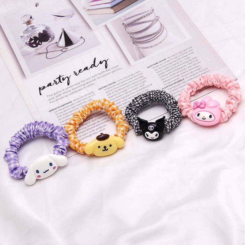 Korean MELODY KITTY KUROMI SCRUNCHIE Ribbon Hair Tie Pigtail | Shopee ...