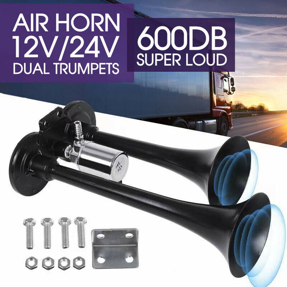 600DB Super Loud Air Horn Dual Trumpet Truck 12V/24V Train Truck Car