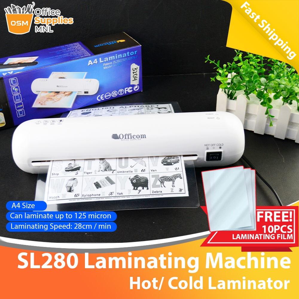 SL280 A4 Laminator Hot & Cold Laminating Machine with FREE 10pcs Laminating  Film | Shopee Philippines