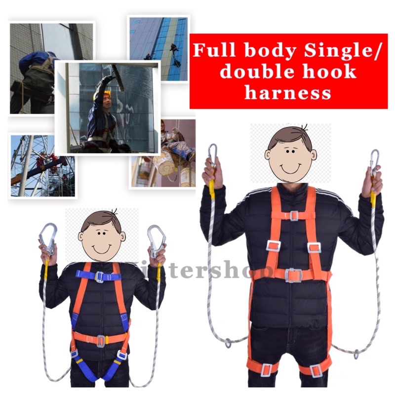 Double Large Hook Fall Protection Harness Full Body Safety Harness
