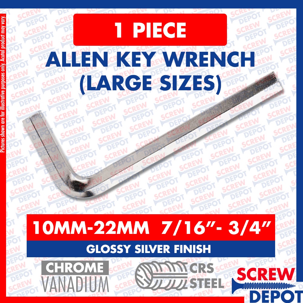1PC MEDIUM M10-M22 7/16-3/4 Allen Key / Allen Wrench Chrome Vanadium ...