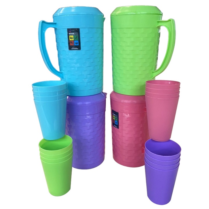 New Classic Pitcher RATTAN DESIGN with CUPS SET fancy rattan design of