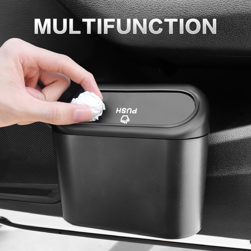Portable Car Organizer Trash Bin Car Dustbin with Lid Automotive Trash