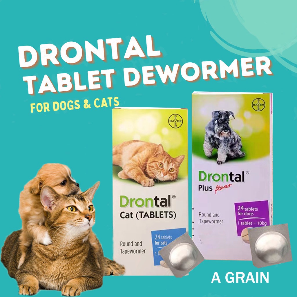 Drontal Plus 1 Tablet Tasty Dewormer Tablets for Dogs Cats (NO Sticker