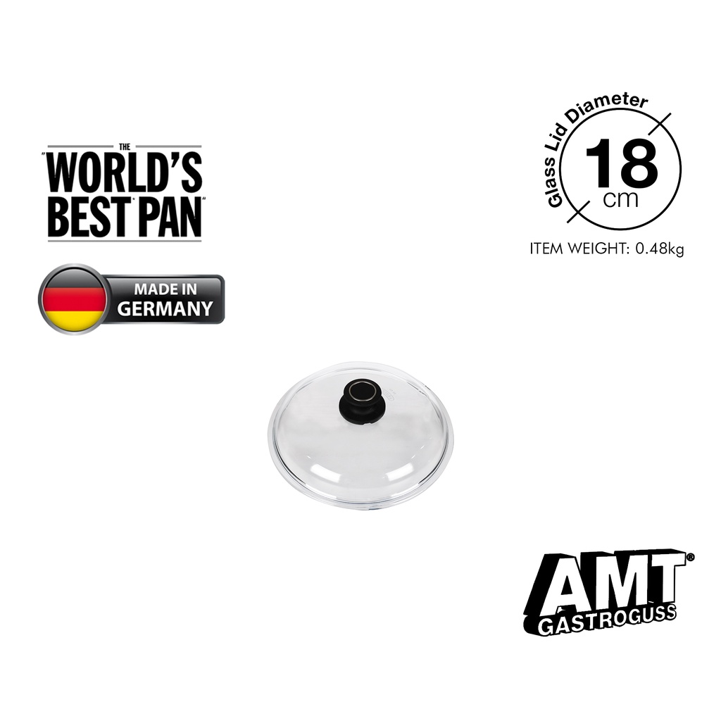 AMT Gastroguss Pots and Pans Glass Lid Clear DomedFitted Cover