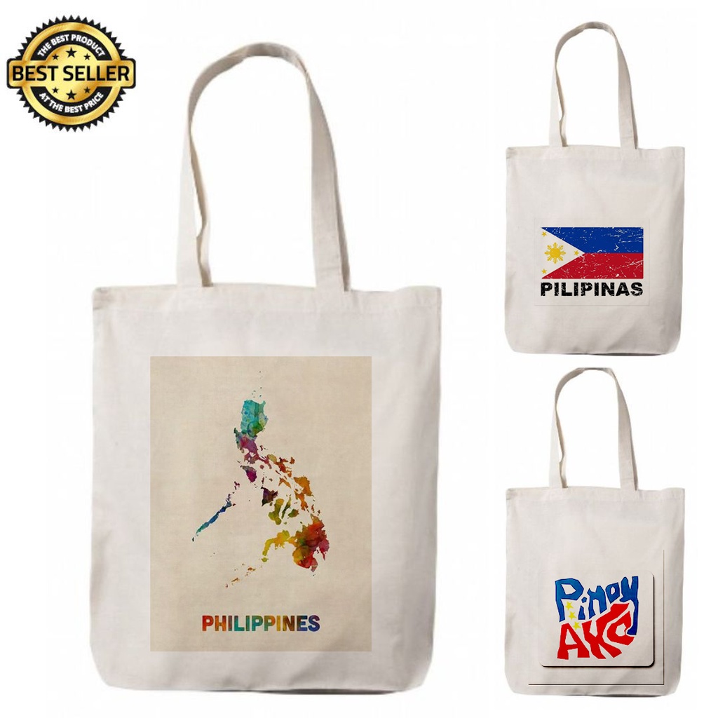 Philippine Pinoy Ako Tote Bag Katsa Canvas High Quality Flag Map Love