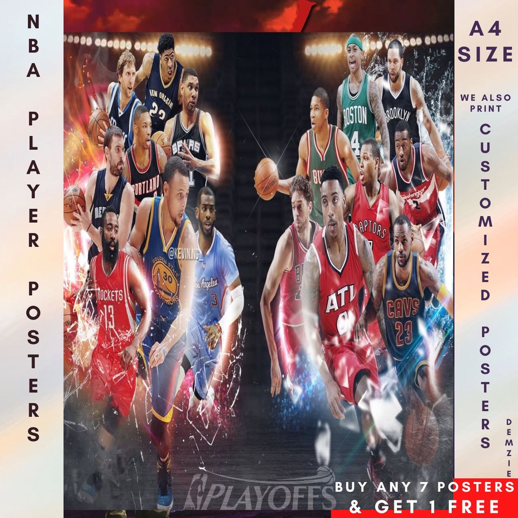 NBA Basketball Superstars POSTERS : A4 Size HD LAMINATED PHOTOPAPER ...