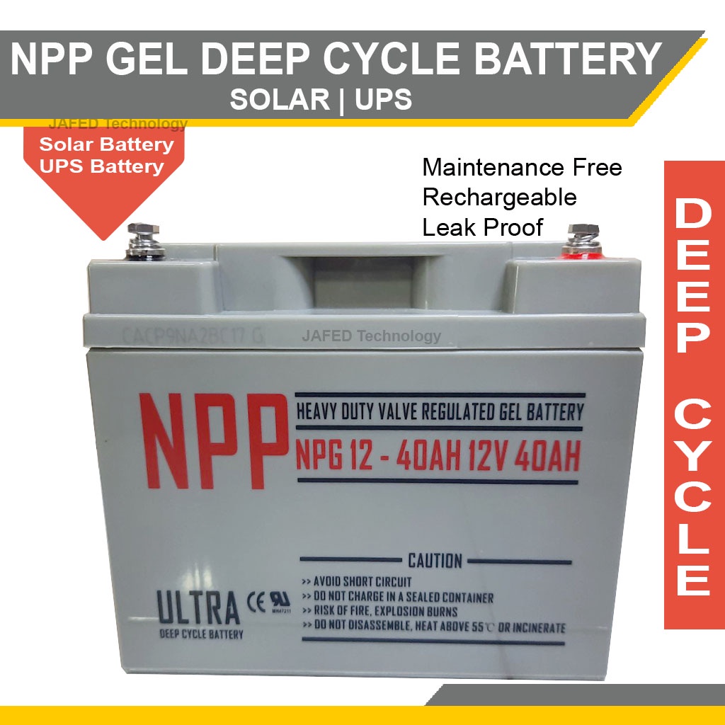 40ah 12v Npp Gel Deep Cycle Vrla Lead Acid Ups Solar Rechargeable Maintenance Free Battery 5422