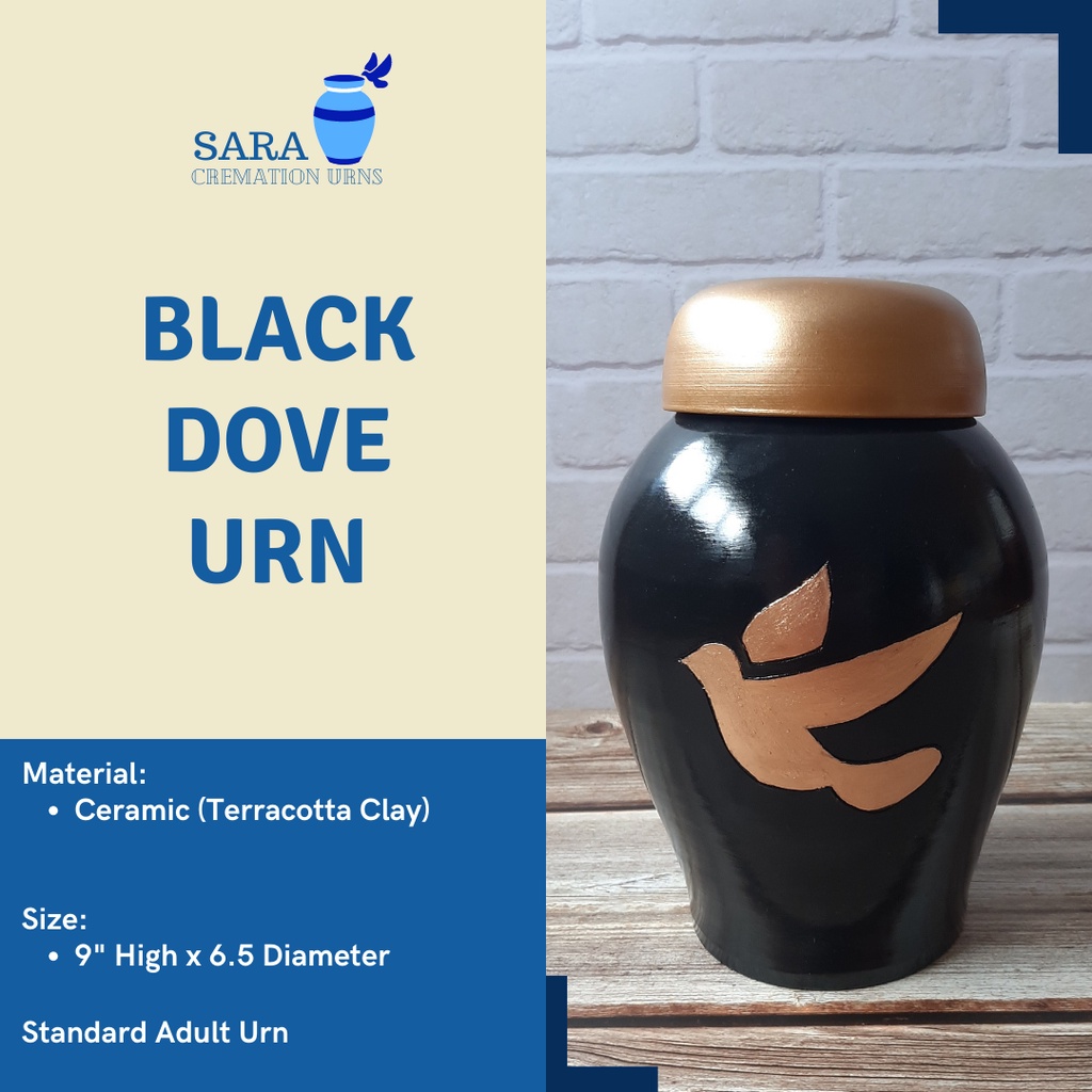 [saraurnsph] Affordable Ceramic Urn Black Dove Urn Terracotta Urn Urns