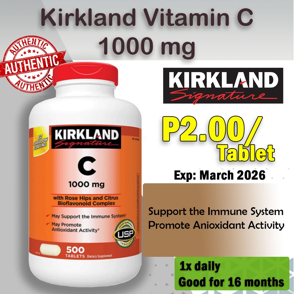 Kirkland Vitamin C w/ Rose Hips (1000mg 500 tablets) Shopee