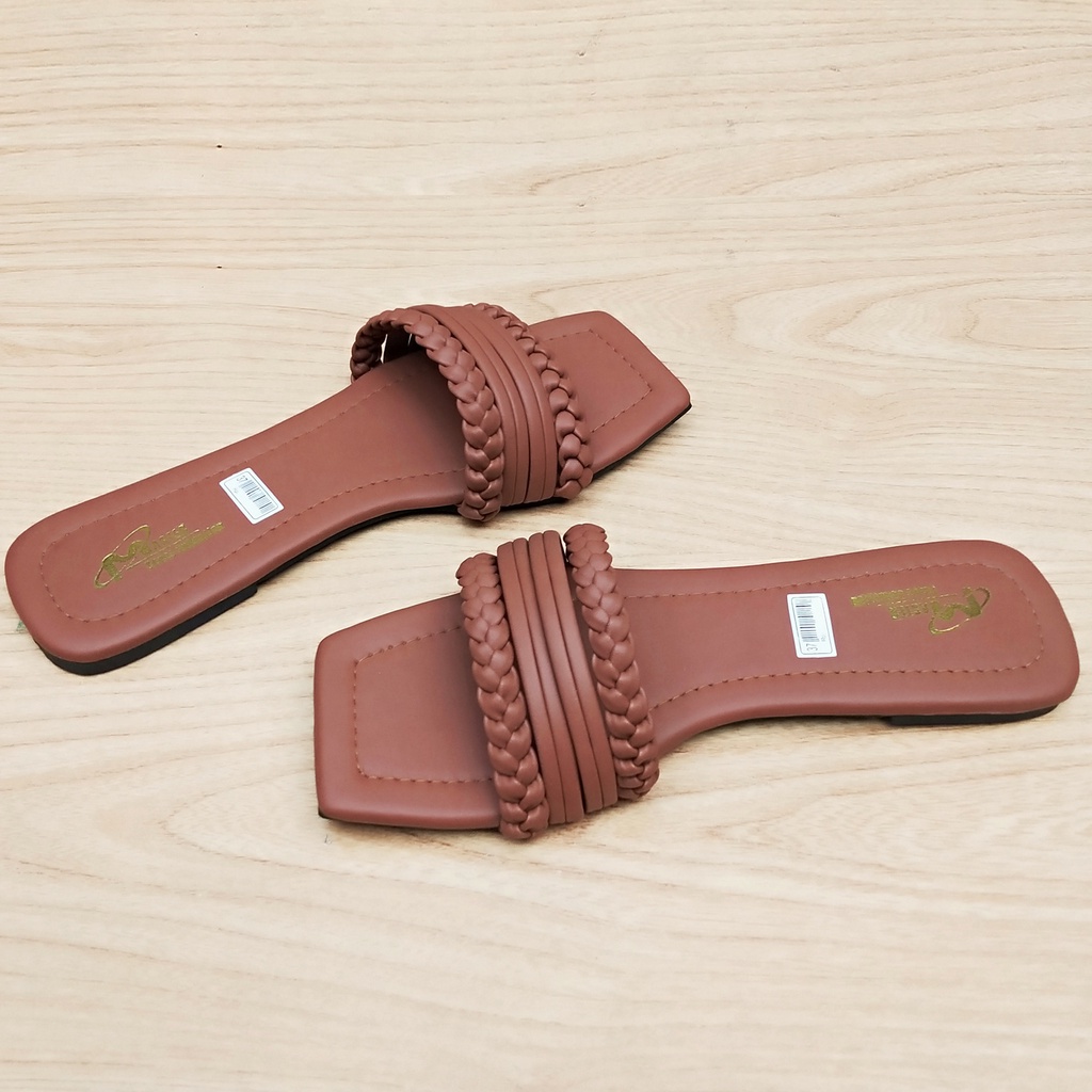 Master Shoes | Kokop Slop Sandals Adult Double StrapWanita Latest Trendy BraidedTALI | Flat Sandals WovenTALI for Women, Adult Girls, PU Leather, - Image 3