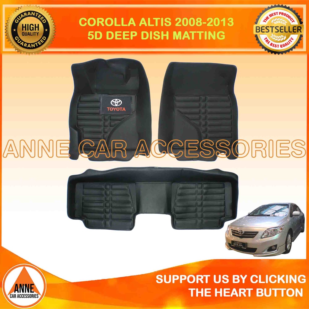Toyota Altis 2008 2013 5D Black Deep Dish Matting Floor Liner Floor