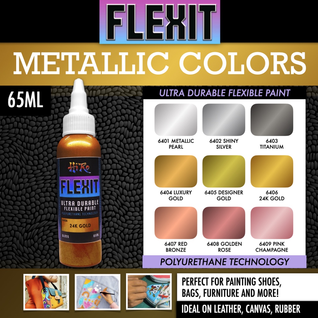 FLEXIT Metallic Colors 65ml Ultra Durable Leather Paint (Angelus