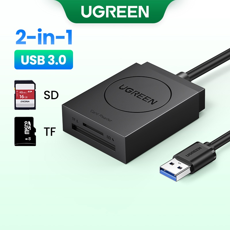 UGREEN SD Card Reader USB 3.0 Dual Slot Flash Memory Card Reader TF SD