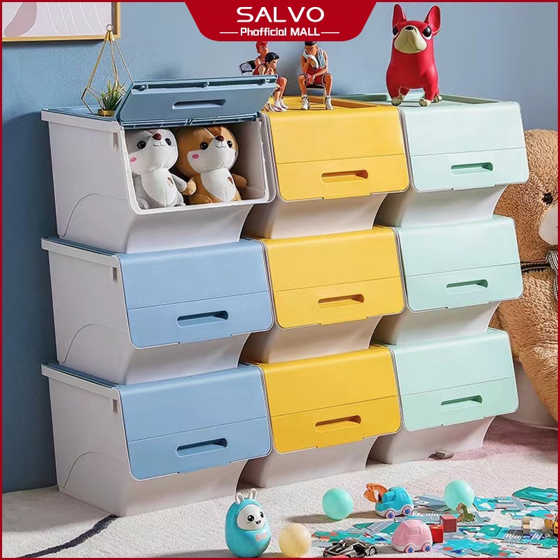 SALVO Flip Top Storage Box Stackable with wheels storage box for toys