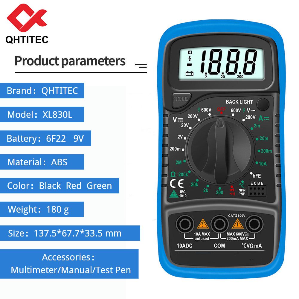 【QHTITEC】 XL830L Digital Multimeter transistor automotive dmm