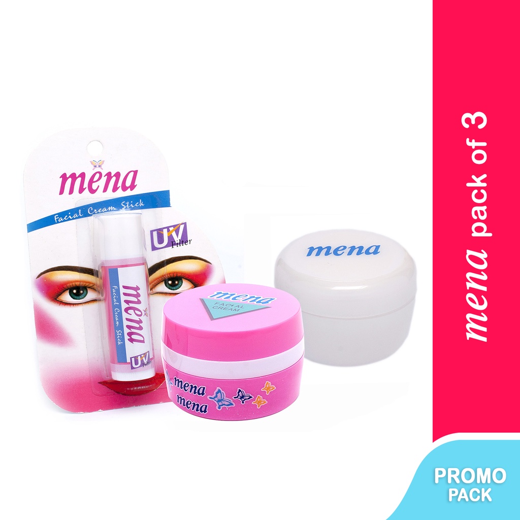 Mena Facial Cream Bundle ( 1pc Pink, 1pc Pearl & 1pc Stick ) Shopee