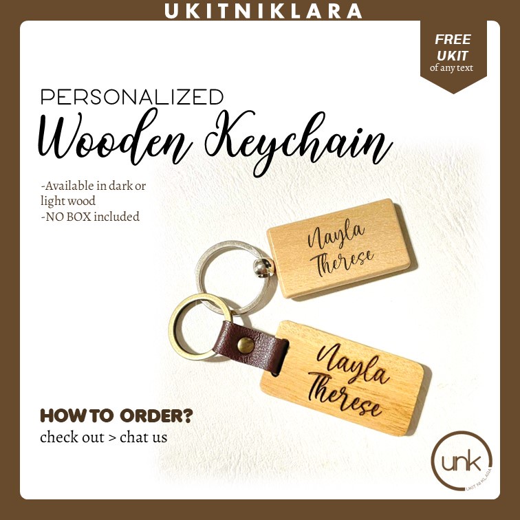 UNK Wooden Keychain Personalized Ukit ni Klara laser engrave