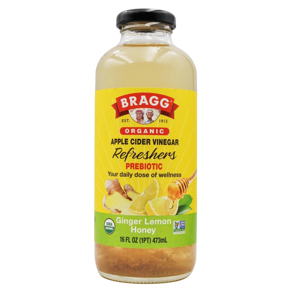 Bragg Organic Apple Cider Vinegar Refreshers Prebiotic Ginger Lemon