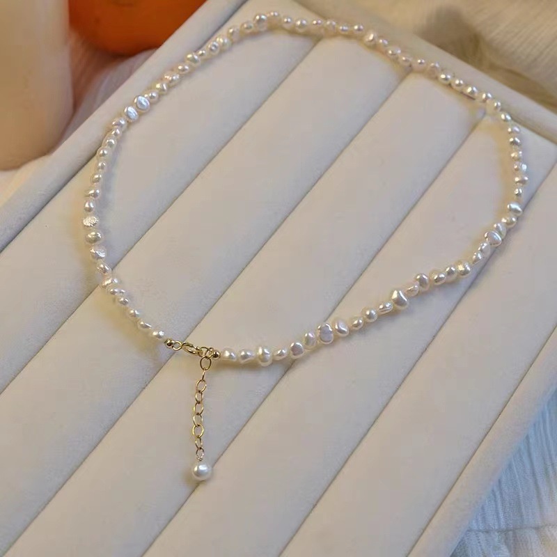 45mm white color baroque freshwater pearl necklace small pearl