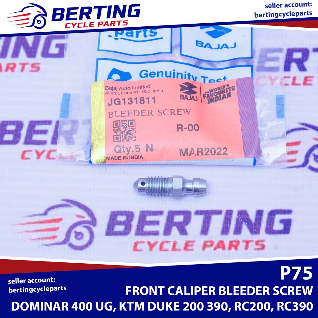 BLEEDER SCREW FRONT Dominar 400 UG KTM Duke 200 390 RC200 RC390 JG131811 Shopee Philippines
