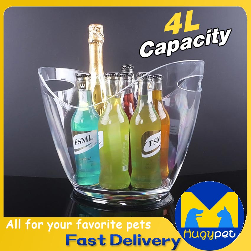 4L Transparent Ice Bucket Wine Champagne Ice Bucket Bottle Storage