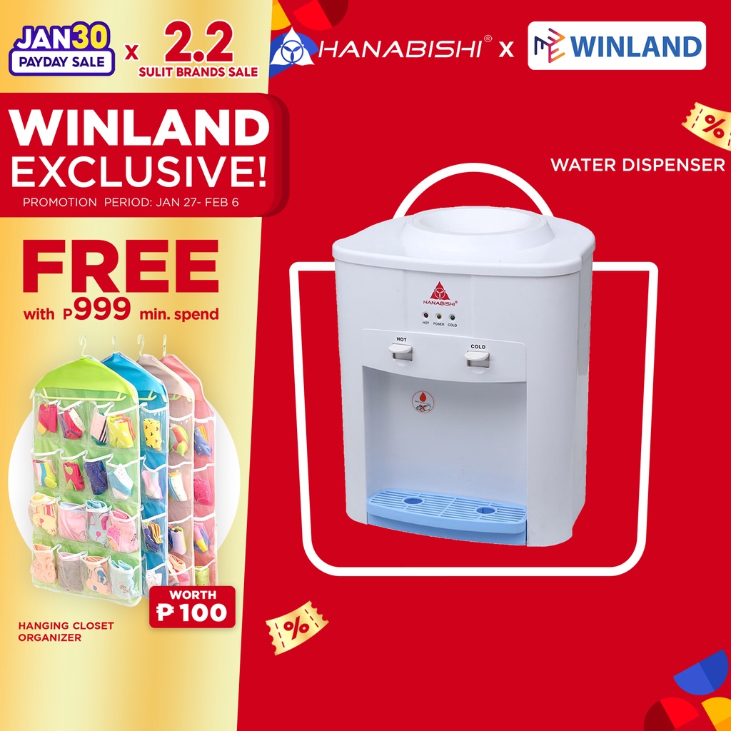HANABISHI by Winland Fast Cooling Water Dispenser Table Top Hot & Cold