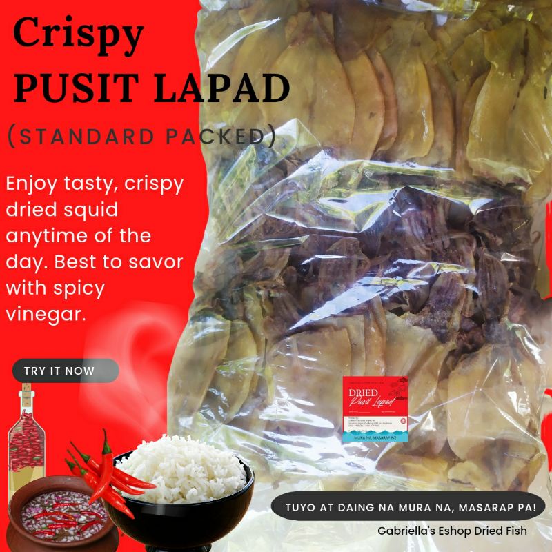 Crispy Tasty Pusit Lapad Dried Squid Affordable Sale Breakfast Seafood