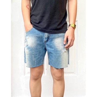 Mens Denim Maong Tattered Ripped Short