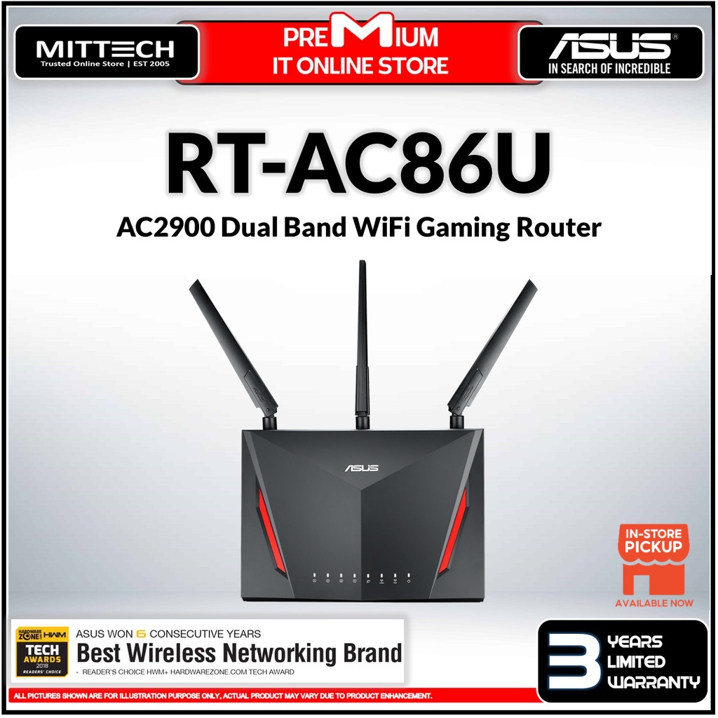 Asus RTAC86U AC2900 Router WiFi Dualband Gigabit Wireless Router with