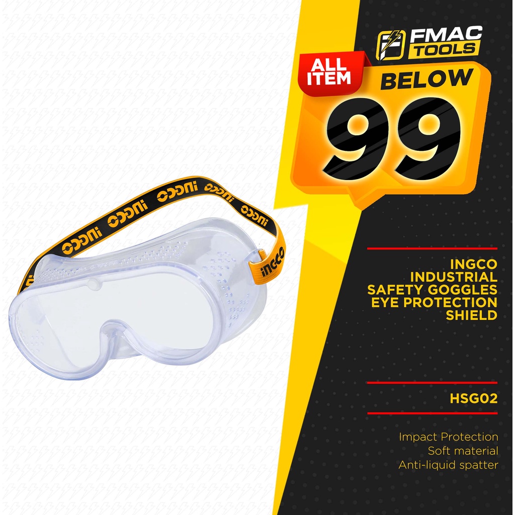 BELOW 99 INGCO Industrial Safety Goggles Eye Protection Shield HSG02