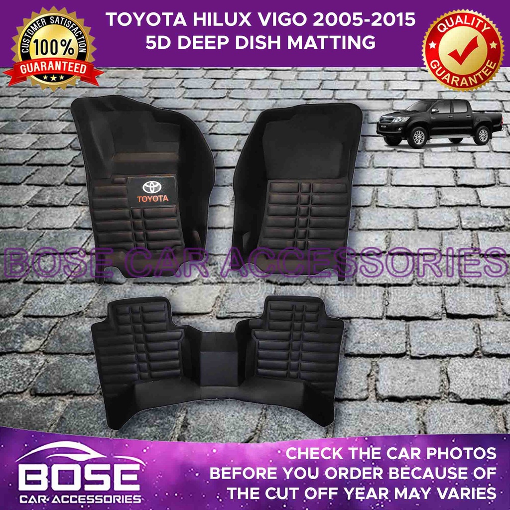 5D Black Deep Dish Matting for Toyota Hilux Vigo 2005 2015 Floor