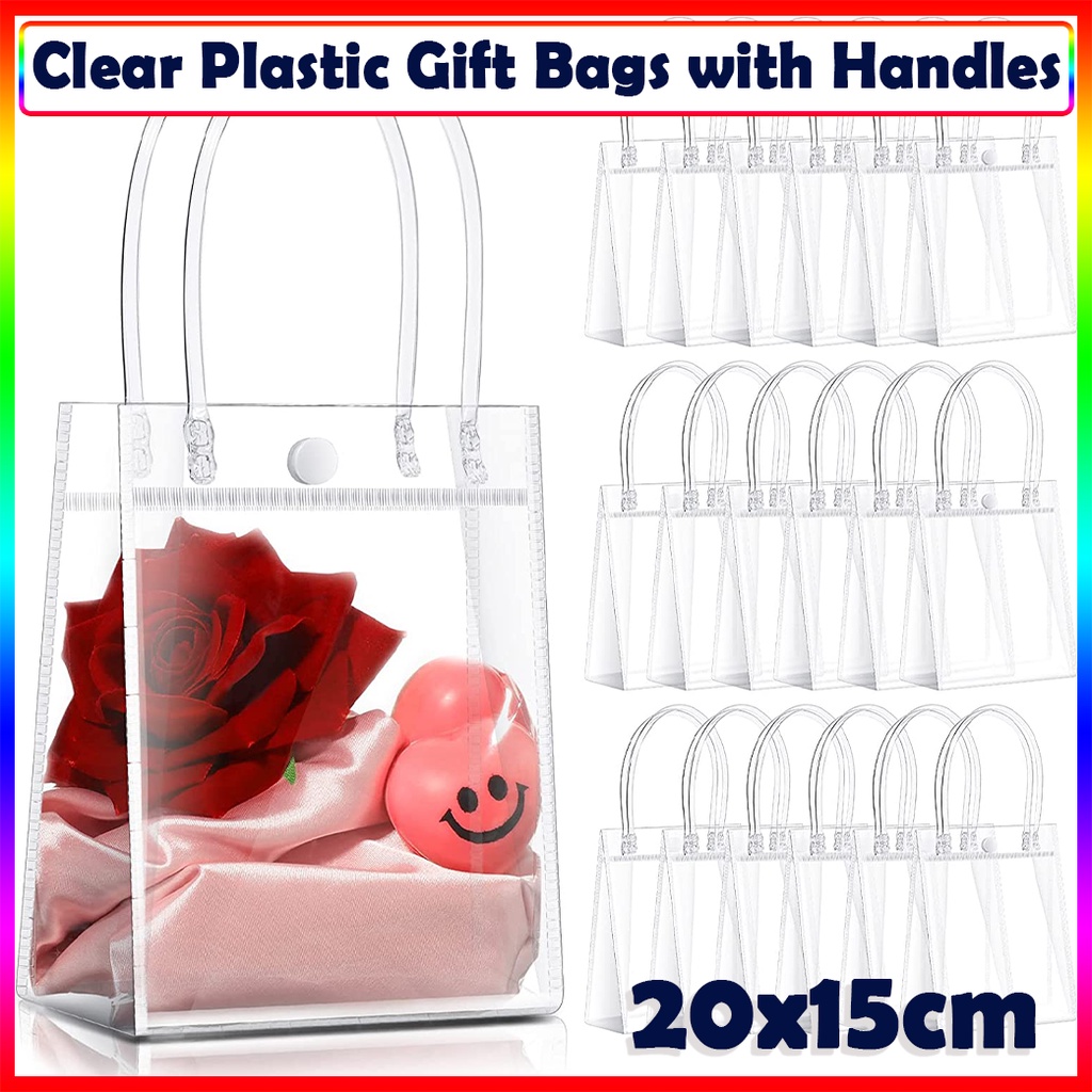 Clear Plastic Gift Bags with Handle, Reusable Clear Plastic Gift Bags ...
