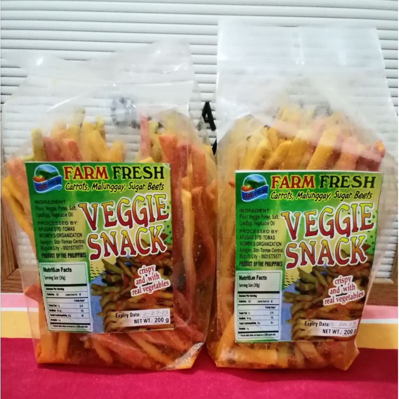 veggie sticks carrots, malunggay, sugar beets Baguio food products