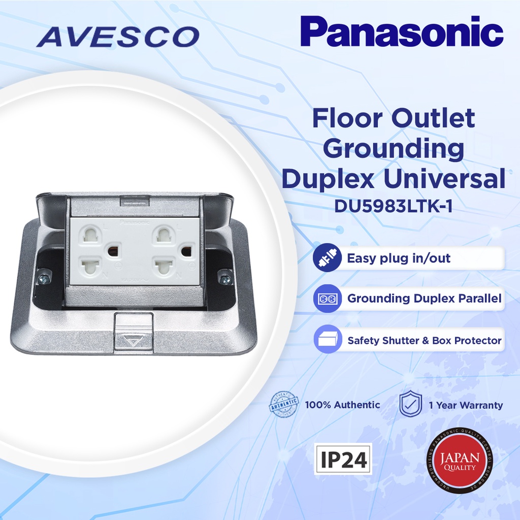 Panasonic DU5983LTK1 Floor Outlet Grounding Duplex Universal with Safety Shutter 16A 250V
