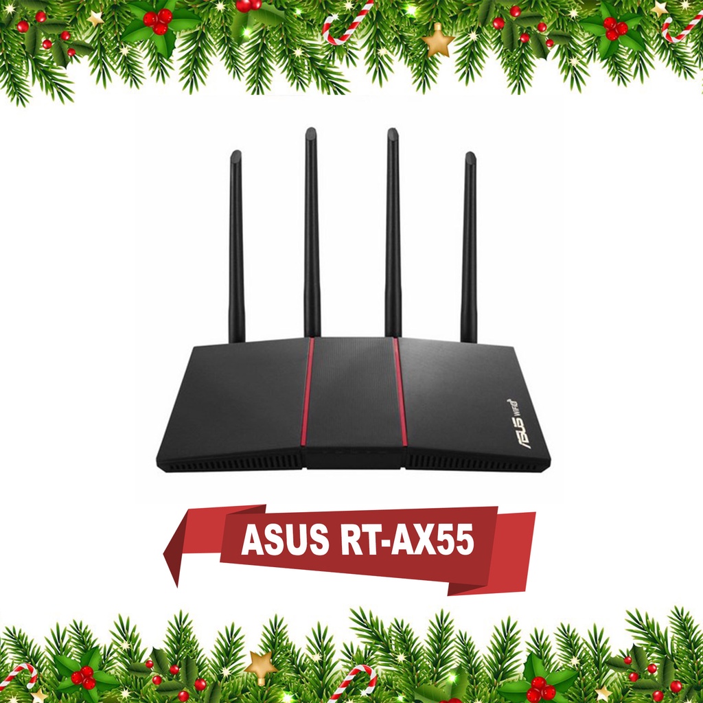 ASUS RT-AX55 AX1800 Dual Band WiFi 6 Router supporting MU-MIMO and ...