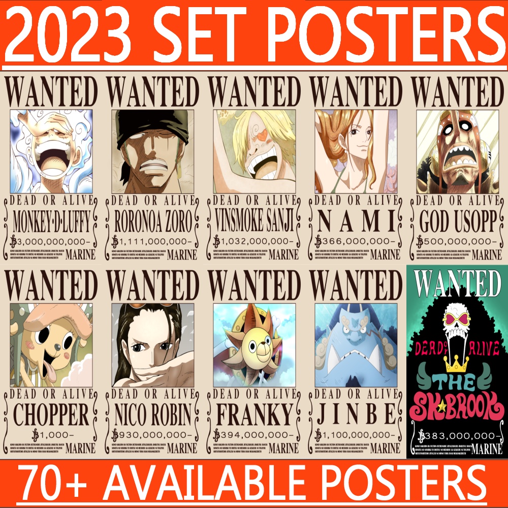 One Piece Wanted Poster Set LATEST BOUNTIES Strawhat Pirates presyo ₱105