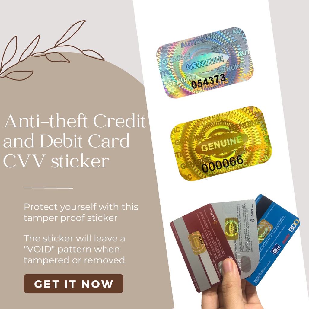AntiTheft Credit Debit Card CVV Protection Tamper Proof Warranty