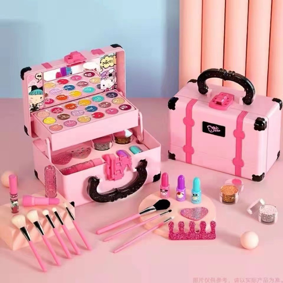30 Pieces Children Washable Makeup Kit/Girls Portable Makeup Kit ...