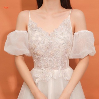 POOP Wedding Detachable Puff Sleeves White Removable Short Handmade Bridal Arm Sleeves Cover Elegant Wedding Accessories