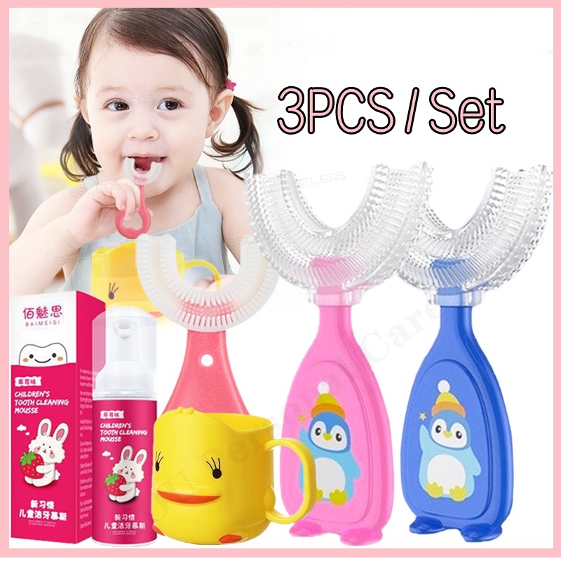 3PCS/Set Children Toothbrush U Shape Toothbrush 2-12Y Baby Toothbrush ...