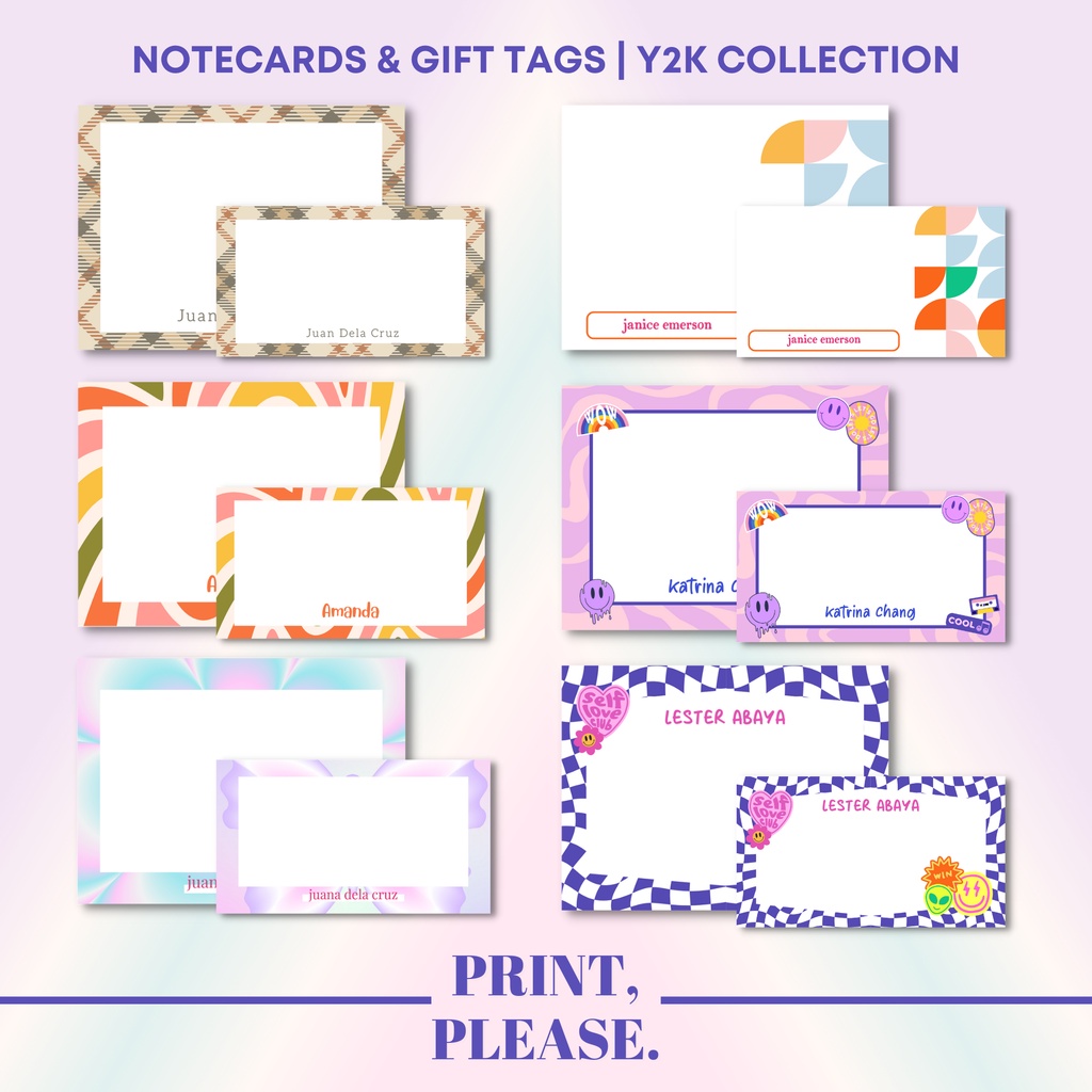 Notecard and Gift tag personalized | Y2K Collection | gift card note ...