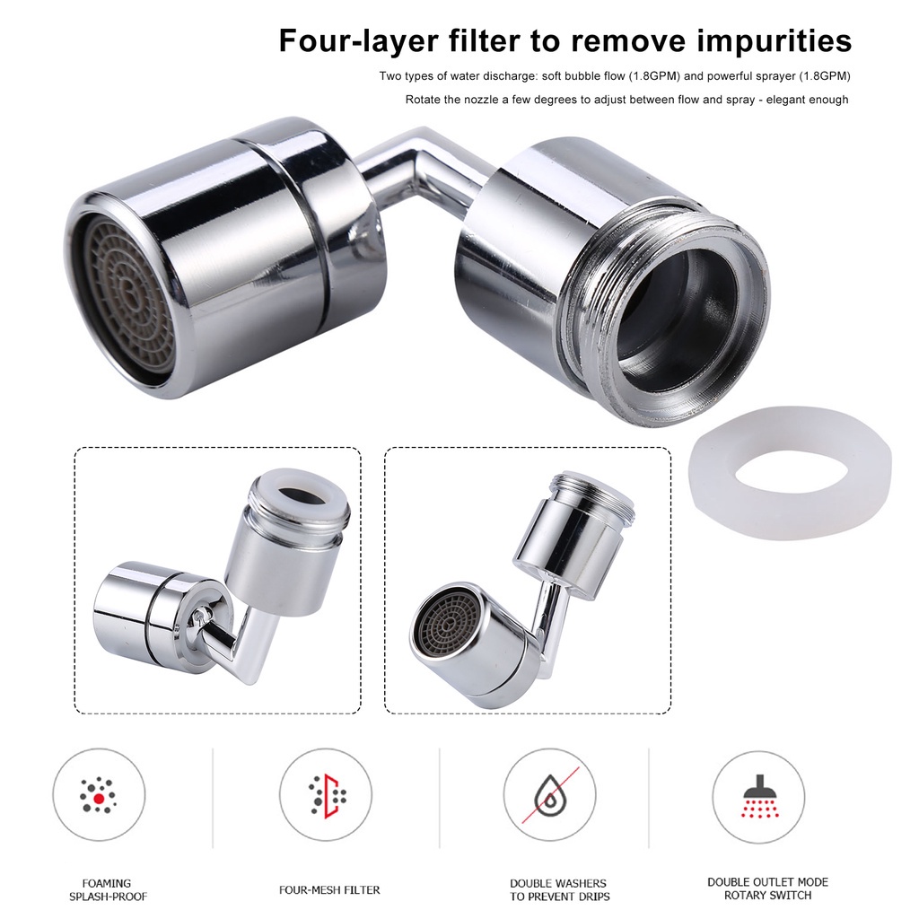 Universal Splash Filter Faucet 720 Degree Rotating Bathroom Tap Filter