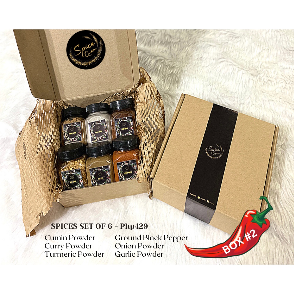Spice Queen Box 2 Herbs and Spices Set of 6 Cumin Curry Turmeric