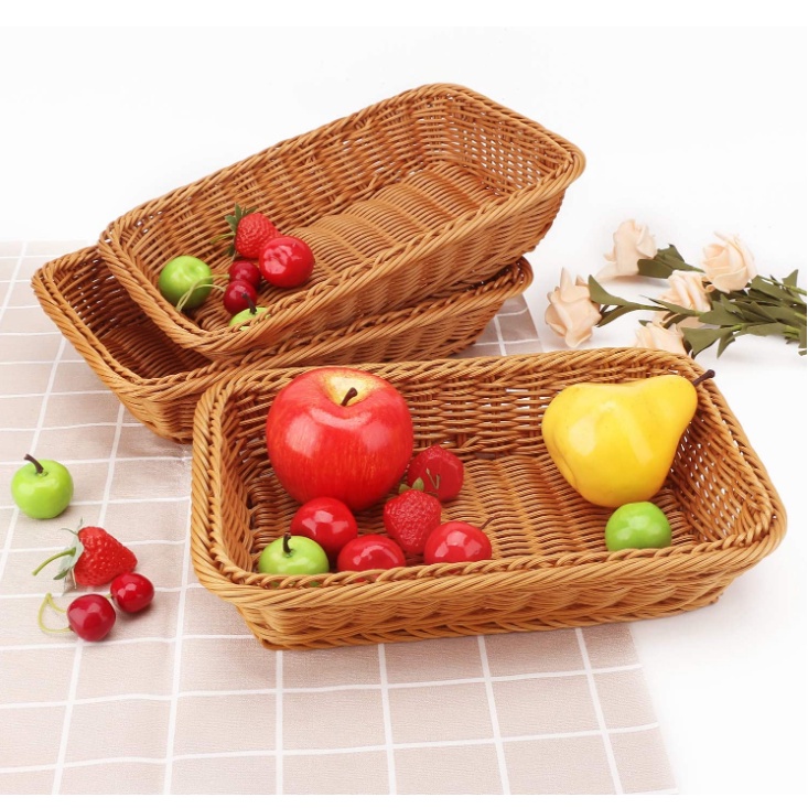 Hawaii PolyWicker Fruit Basket/Tray, Rectangle Shape Vegetables Basket